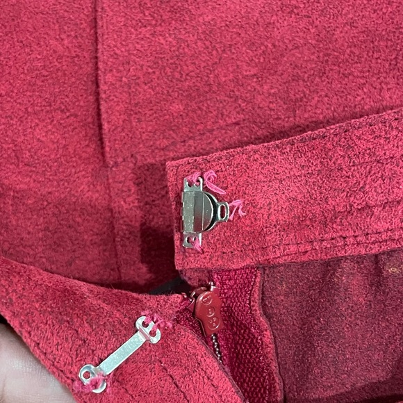 Vintage Nat Kaplan couture pink belted suede knee length skirt size 18 - Picture 7 of 10